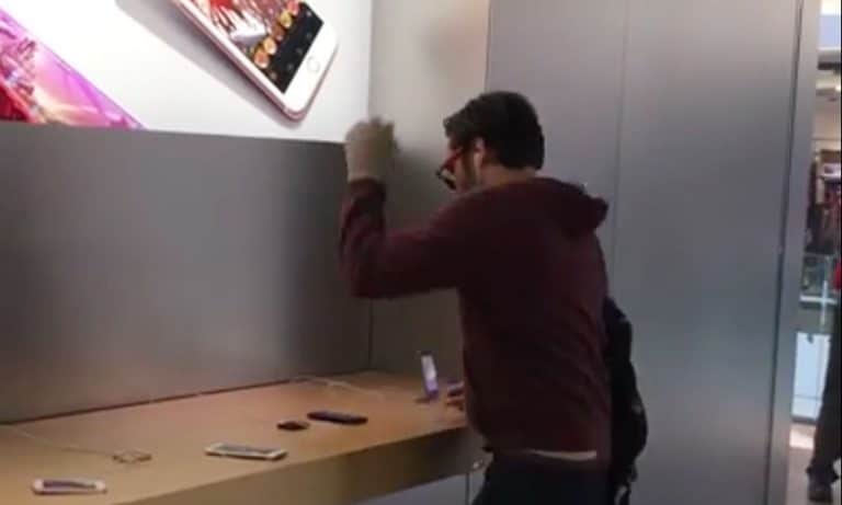 Genius Barfight: Watch Angry French Man Destroy Apple Store