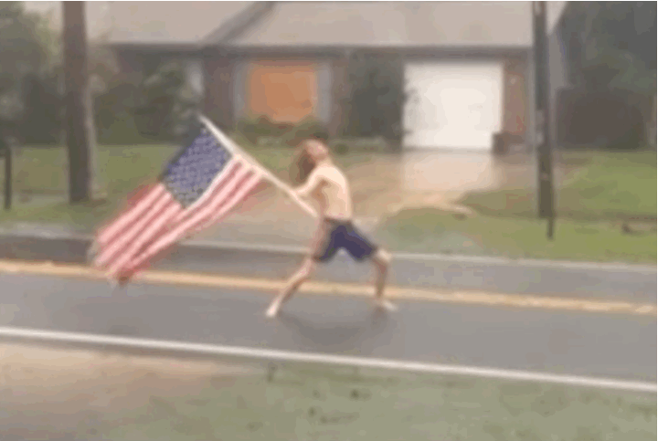 Man american flag hurricane gif