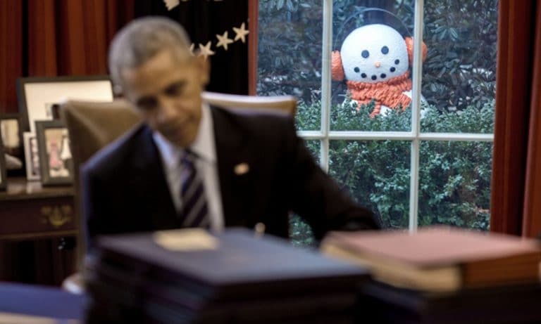 BIDEN! See White House Staffers Prank Obama With Creeping Snowmen