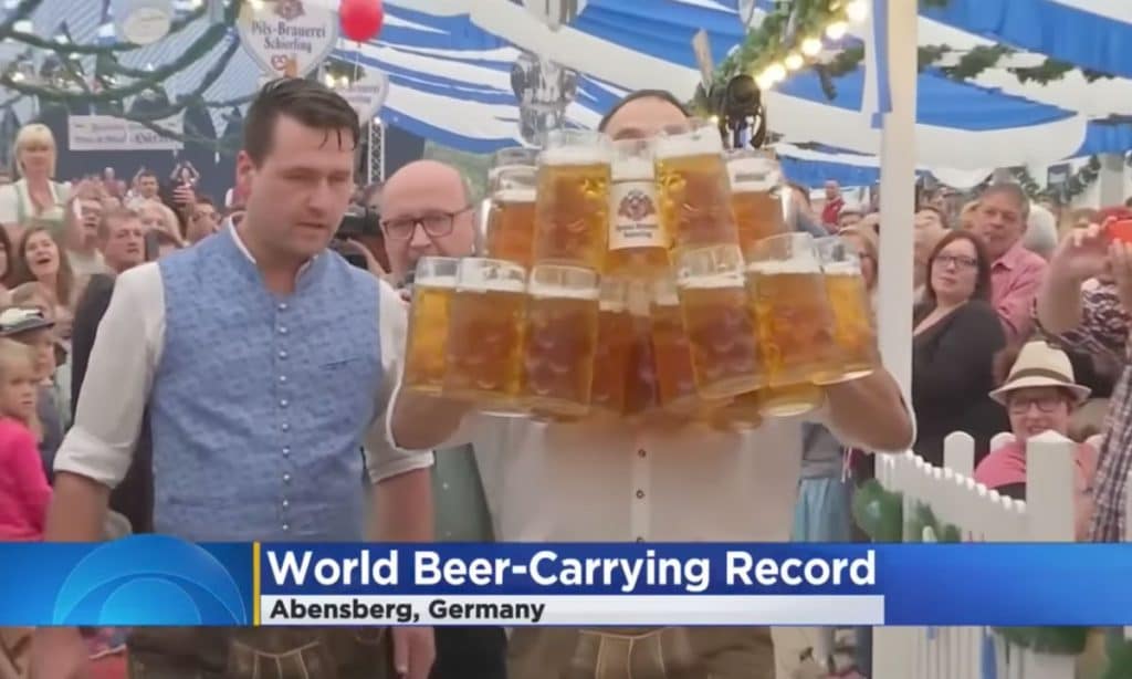 Watch This Guy Carry 154 Pounds Of Beer Down A 131-Foot Walkway