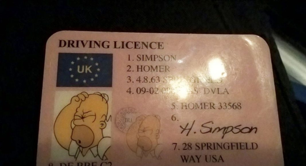 Stopped Driver Gives Cop Homer Simpson License