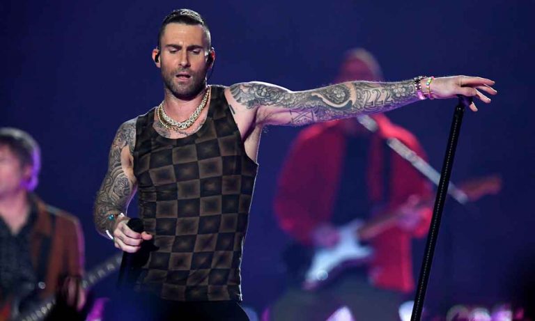 Let’s Discuss Adam Levine’s Furniture-Inspired Tank Top Instead Of The Boring Super Bowl