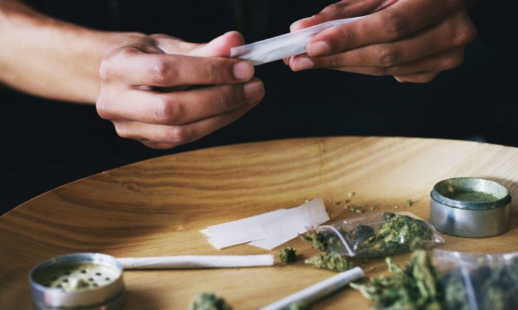 rolling a marijuana joint