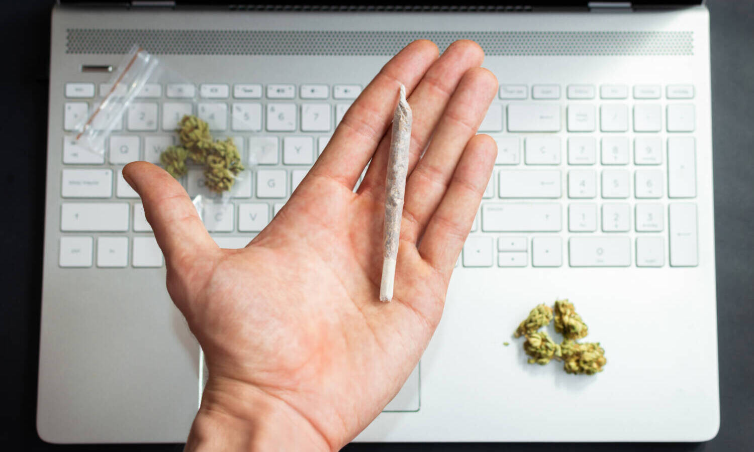 marijuana joint laptop