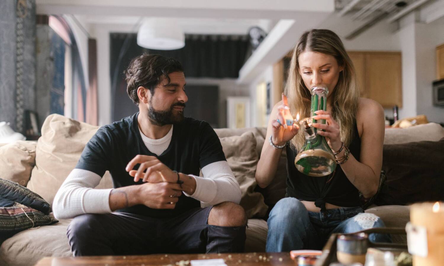 smoking a bong