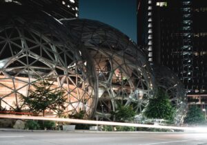 The Amazon Spheres in the South Lake Union neighborhood of Seattle